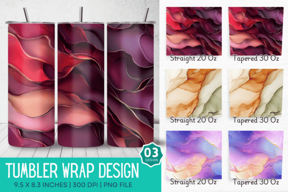 3D Abstract Boho Alcohol Ink Tumbler: A Vibrant Addition to Your Drinkware