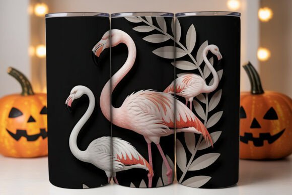3D Flamingo Floral Tumbler Wrap