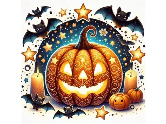 3D Glowing Jacko’lantern with Starry