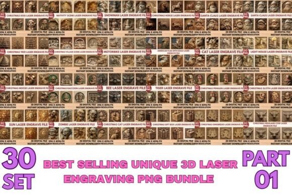 3D Laser Engraving PNG Bundle: Elevate Your Creative Projects
