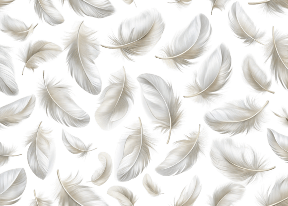 3D White Bird Feather Pattern PNG Bundle