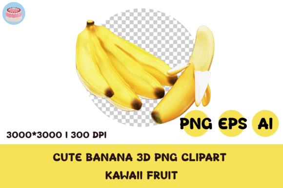 Add a Touch of Playful, Tropical Charm with Cute Banana 3D PNG Clipart Kawaii Fruit