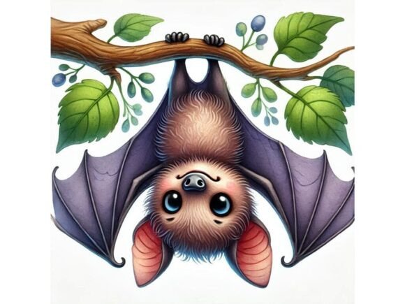 Adorable 3D Baby Bat with Tiny Wings and a Ha