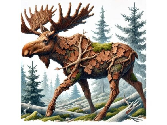 Charming 3D Moose Calf with Unique Antlers