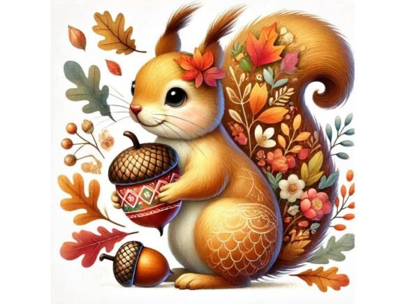 Creative Autumn Designs with 3D Squirrel and Aco