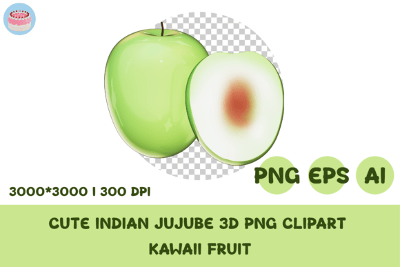 Cute Indian Jujube 3D PNG Clipart Kawaii