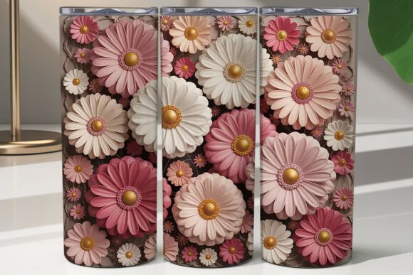 Discover the Beauty of 3D Pink Daisy Floral 20oz Tumbler Wrap