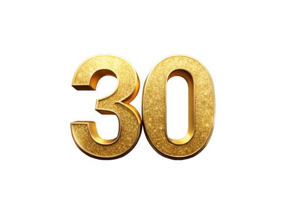 Discover the Versatility of 3D Golden Number 30 PNG Files