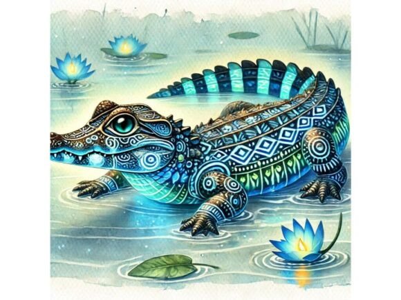 Discover the Versatility of a 3D Crocodile Hatchling with Glowing Blue Eyes