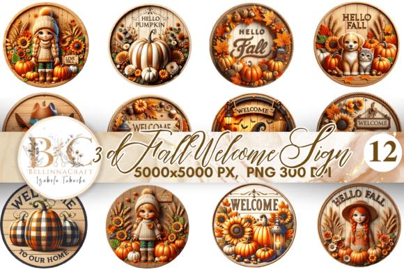 Embrace Autumn with 3D Fall Welcome Sign Sublimation Designs