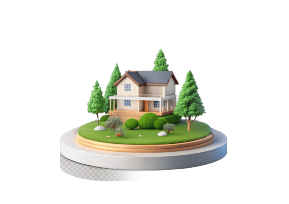 Explore 3D Home with Green Tree PNG