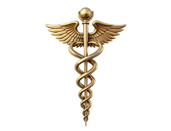 Exploring the 3D Golden Colour Caduceus Symbol 8 PNG for Creative Projects
