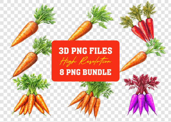 Exploring the Versatility of Watercolor 3D Carrots Sketch PNG Bundle
