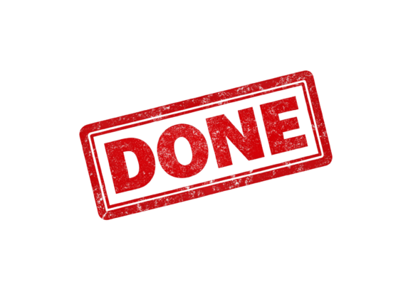 High-Quality 3D Done Red Stamp PNG