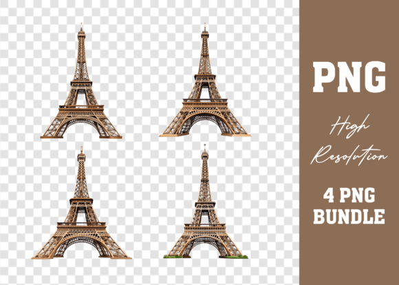 High-Quality 3D Eiffel Tower in Paris PNG Bundle for Versatile Design Projects