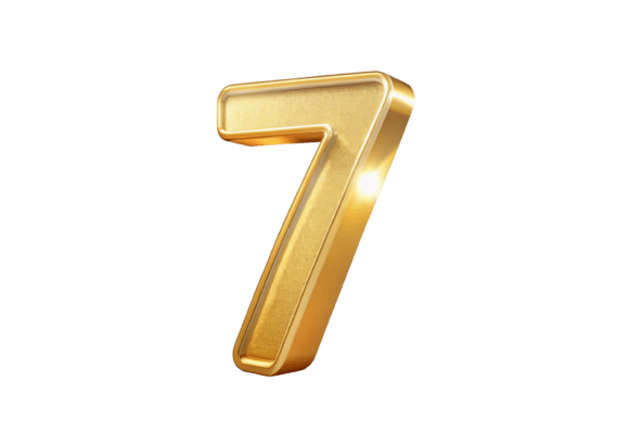 Number 7 Golden 3D Style PNG: Elevate Your Designs with High-Quality Graphics