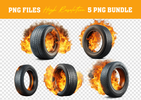 Unlock Creative Potential with the Watercolor 3D Wheel Tire Fire PNG Bundle
