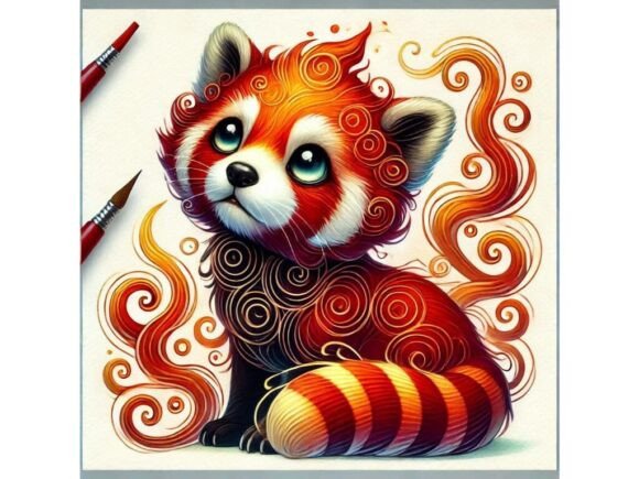 Unlock Creativity with a 3D Red Panda with Swirling Fire Pattern