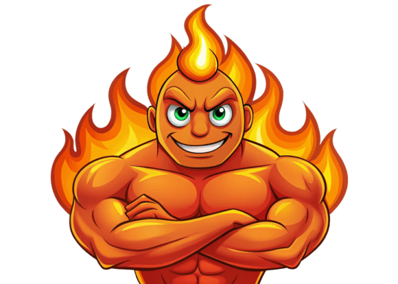 Unlock Your Creativity with Free 3D Cartoon Muscular Fire Flame PNGs