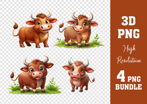 Unlock Your Creativity with the 3D Cow Red Bull Animal PNG Bundle