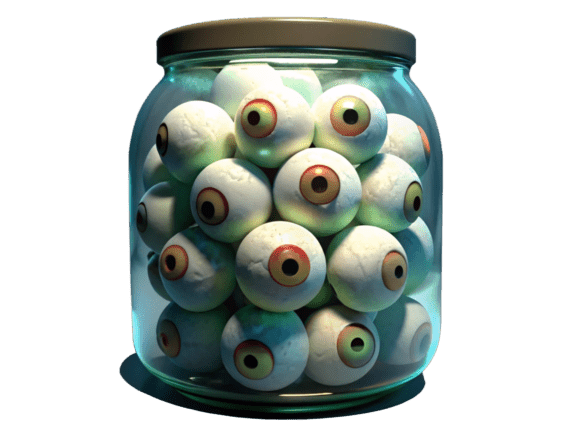 Unlocking Creativity with 3D Eyeballs in Glass Bottle Isolated PNG