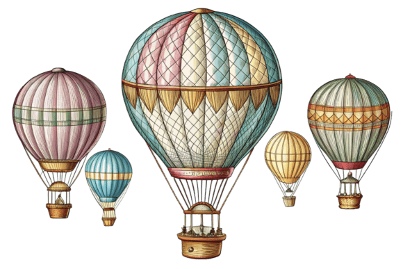 Watercolor Colorful Hot 3D Air Balloon